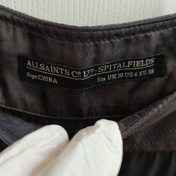 Allsaints All Saints Spitalfields Black Brown Drop Waist Top Dress US 6 - Picture 4 of 9